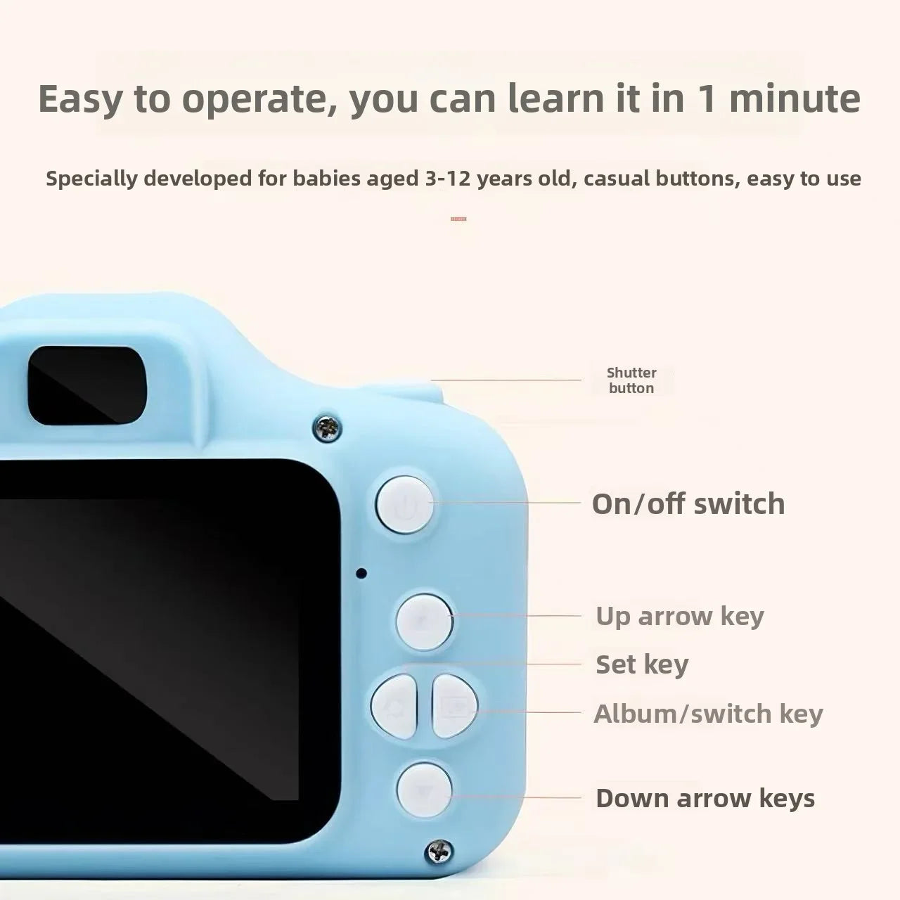 2026 Kids Digital Camera Mini DSLR Dual Lens HD Front Rear Camera Cartoon Portable Photo Video Shooting Toy Gift for Boys Girls Peaceful Pleasures Health and Wellness