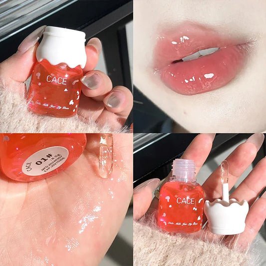 CACE Milk Jar Lip Gloss Oil – Moisturizing Peach Lip Plumper Lip Gloss Oil Oasis Select 01