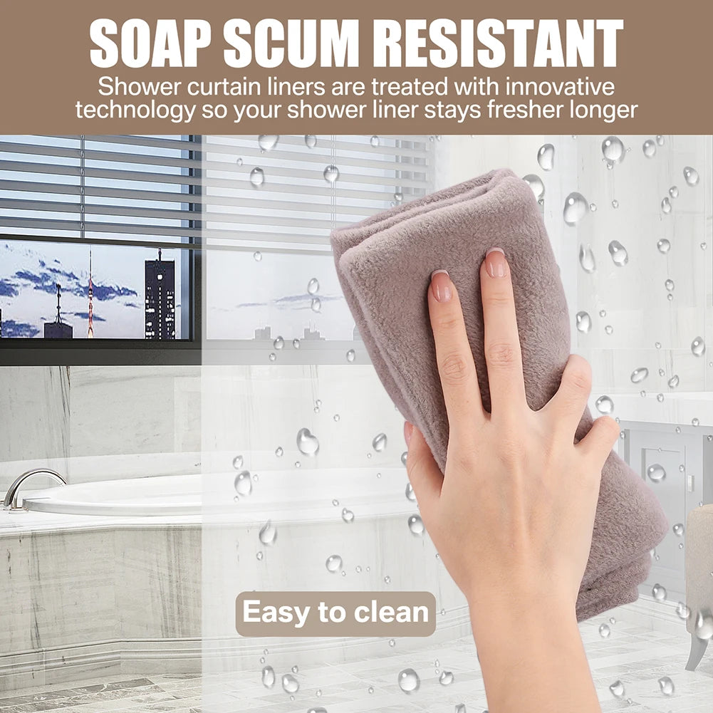 Shower Curtain with 12pc Hooks 180/200CM Bath Curtain Liners Rust-Proof Grommets Anti-Mould Waterproof Bathroom Curtains Peaceful Pleasures Health and Wellness
