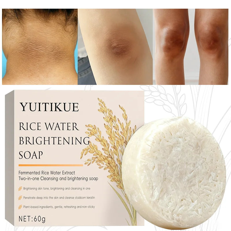 YUITIKUE 60g Rice Water Brightening Soap 2-in-1 Cleansing & Moisturizing Deep Cleanse for Brighter Skin Safe for Sensitive Skin Peaceful Pleasures Health and Wellness