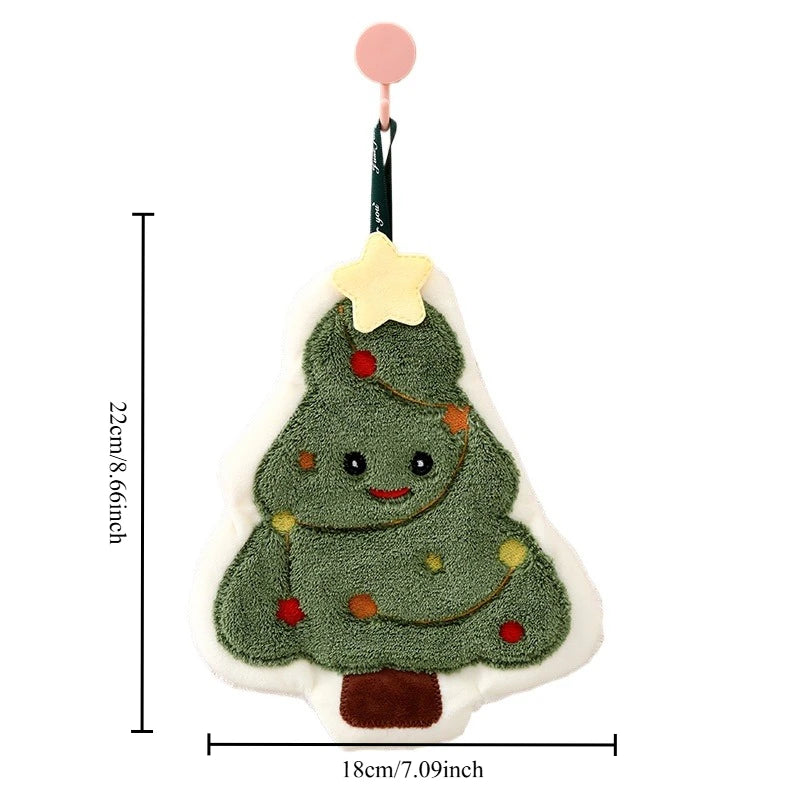 Christmas Style Hanging Kitchen and Bathroom Hand Towel Home Absorbent Quick Drying Small Towel Creative Cloth Peaceful Pleasures Health and Wellness