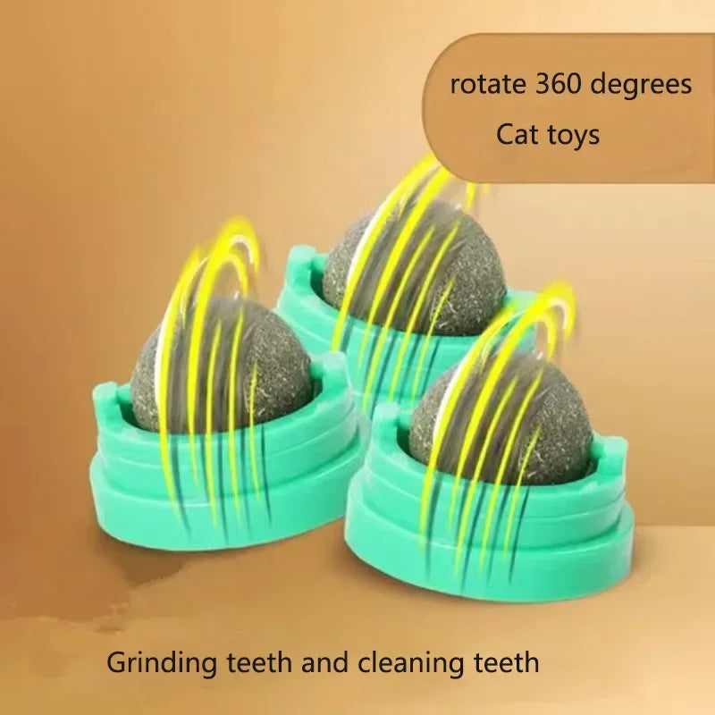 Catnip Wall Stick-On Ball Toy – Natural Cat Grass Treat & Dental Cat Catnip Toy Peaceful Pleasures Health and Wellness