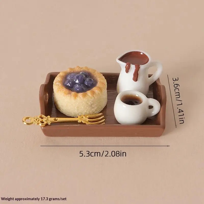 Miniature Coffee & Pastry Set | 1:12 Dollhouse Kitchen Accessory