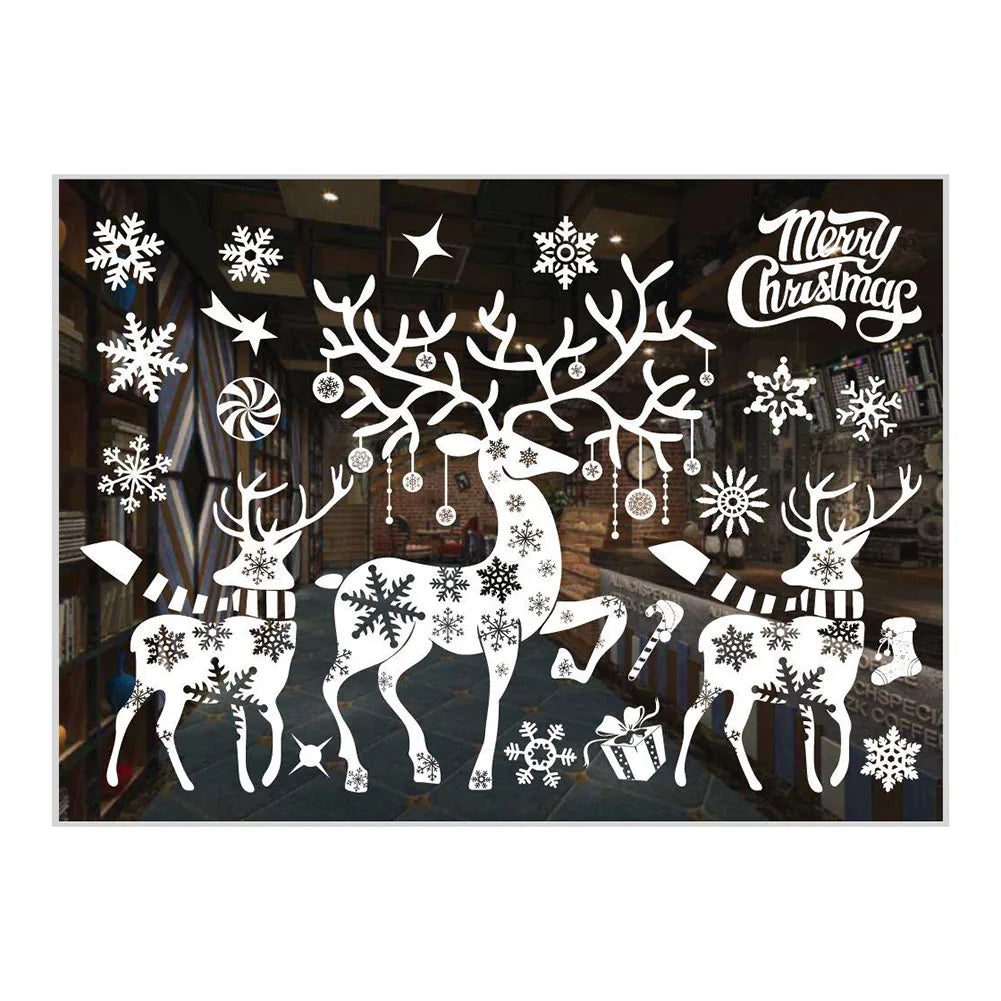 Christmas Window Clings – Snowflake & Reindeer Static Decals
