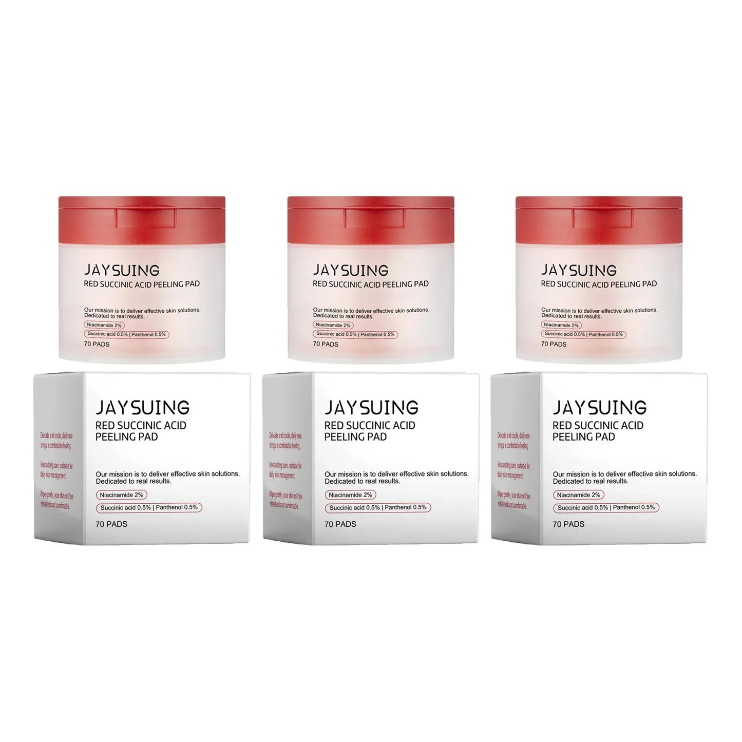 Jaysuing 70pc Succinic Acid Peeling Pads AHA BHA Exfoliant
