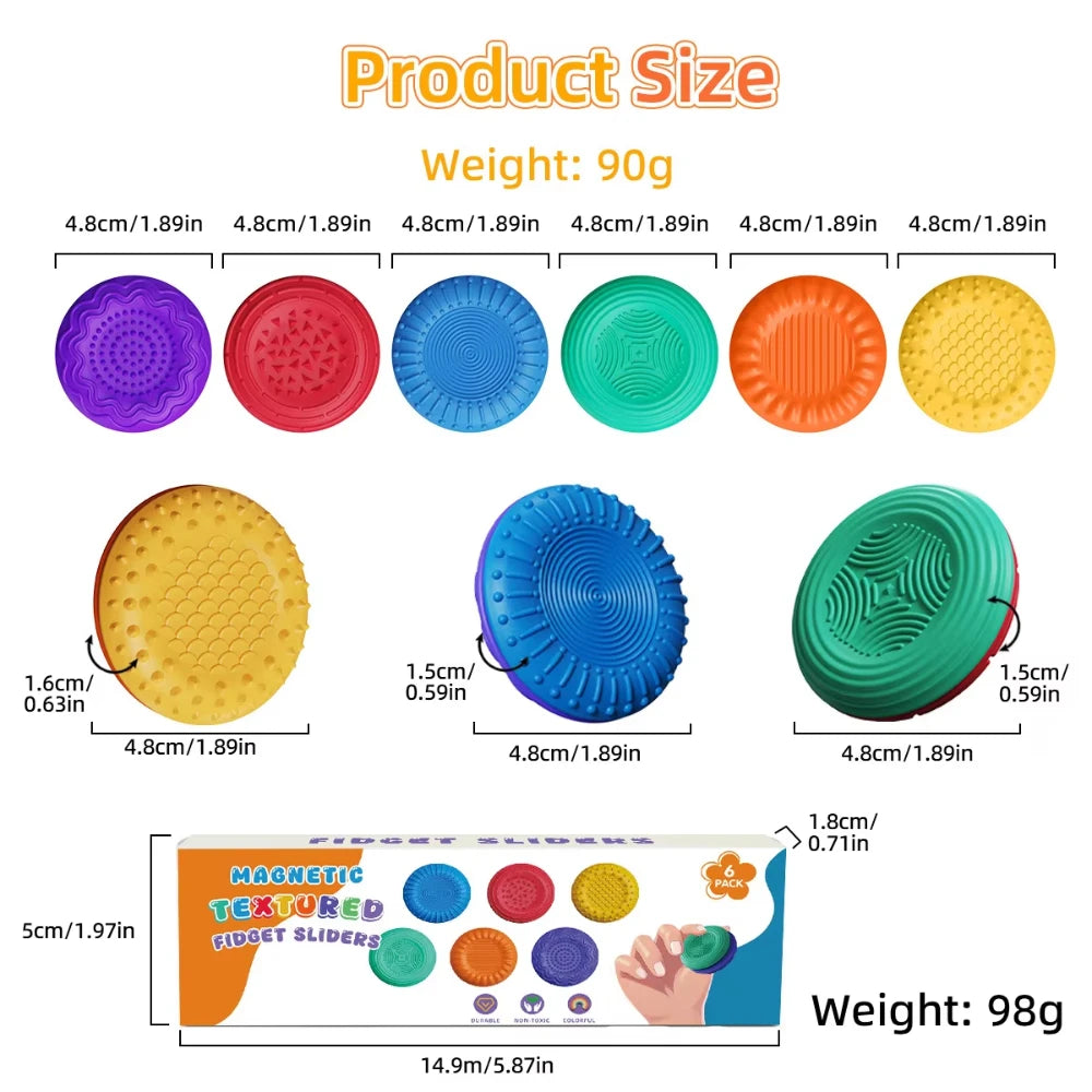 Magnetic Fidget Toys for Adults -Textured Sensory Toys for Autism Anxiety Relief Stress Fidget Silicone Sliders Peaceful Pleasures Health and Wellness