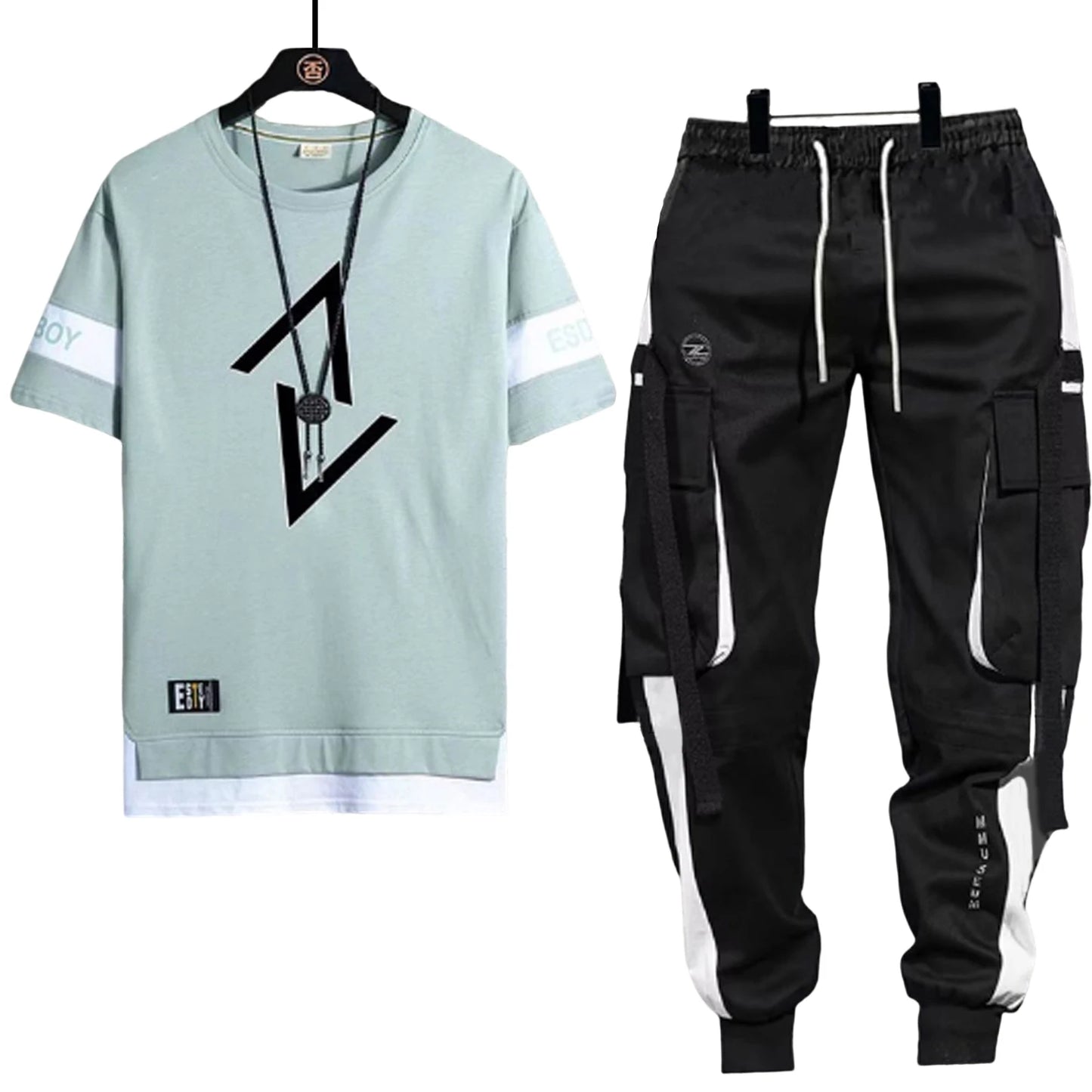 2 Piece Top Pants Suit n Short-Sleeved T-Shirt Large Size Clothes for Sport Running Hiking Biking Peaceful Pleasures Health and Wellness