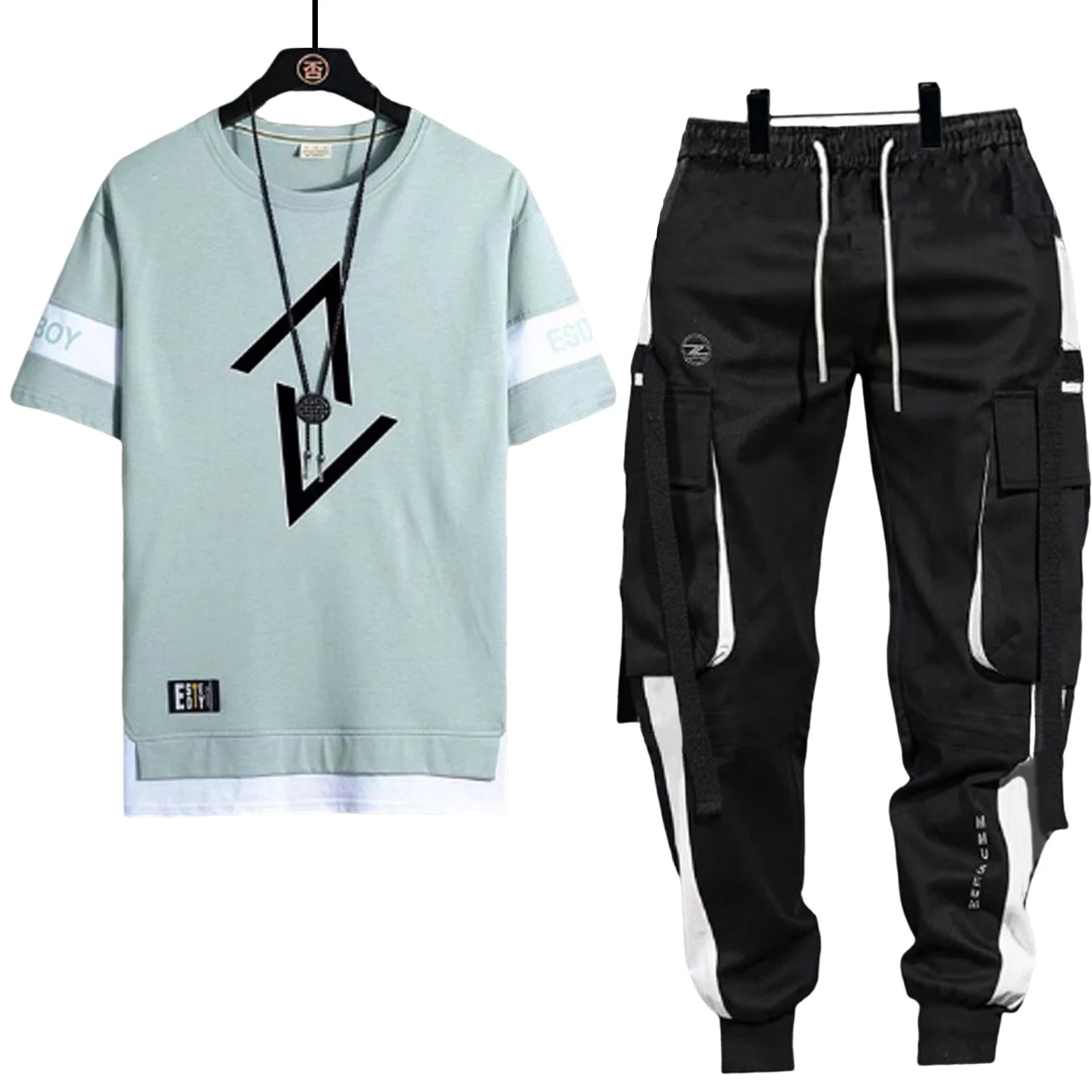 2 Piece Top Pants Suit n Short-Sleeved T-Shirt Large Size Clothes for Sport Running Hiking Biking Peaceful Pleasures Health and Wellness