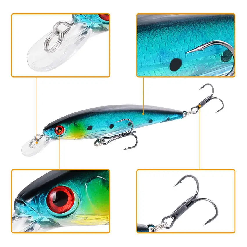 2026 Premium Minnow Lure Kit, 11cm 13.5g Mini Crank Wobble Swimming Artificial Bait Random Set Peaceful Pleasures Health and Wellness