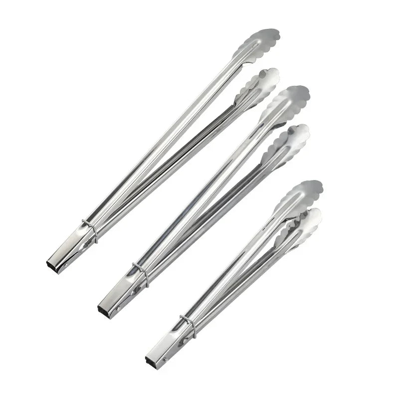 Long Handle Stainless Steel BBQ Tongs | Kitchen Grill Clip