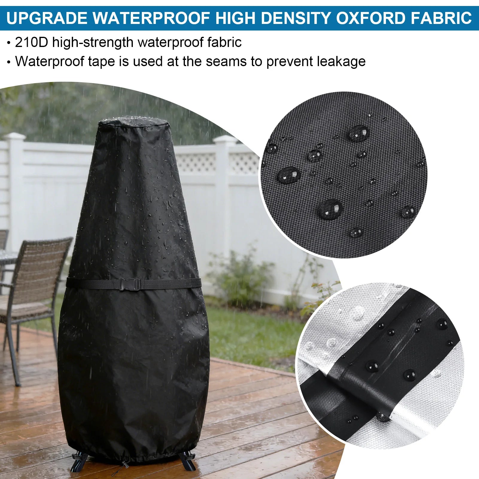 Large Chimenea Cover Waterproof Fireplace Covers Windproof Anti-UV Heavy Duty Oxford Fabric Outdoor Garden Patio Heater Covers Peaceful Pleasures Health and Wellness