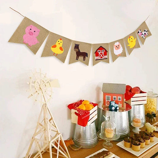 Rustic Farm Animal Burlap Banner – Birthday & Baby Shower Party Banner Peaceful Pleasures Health and Wellness