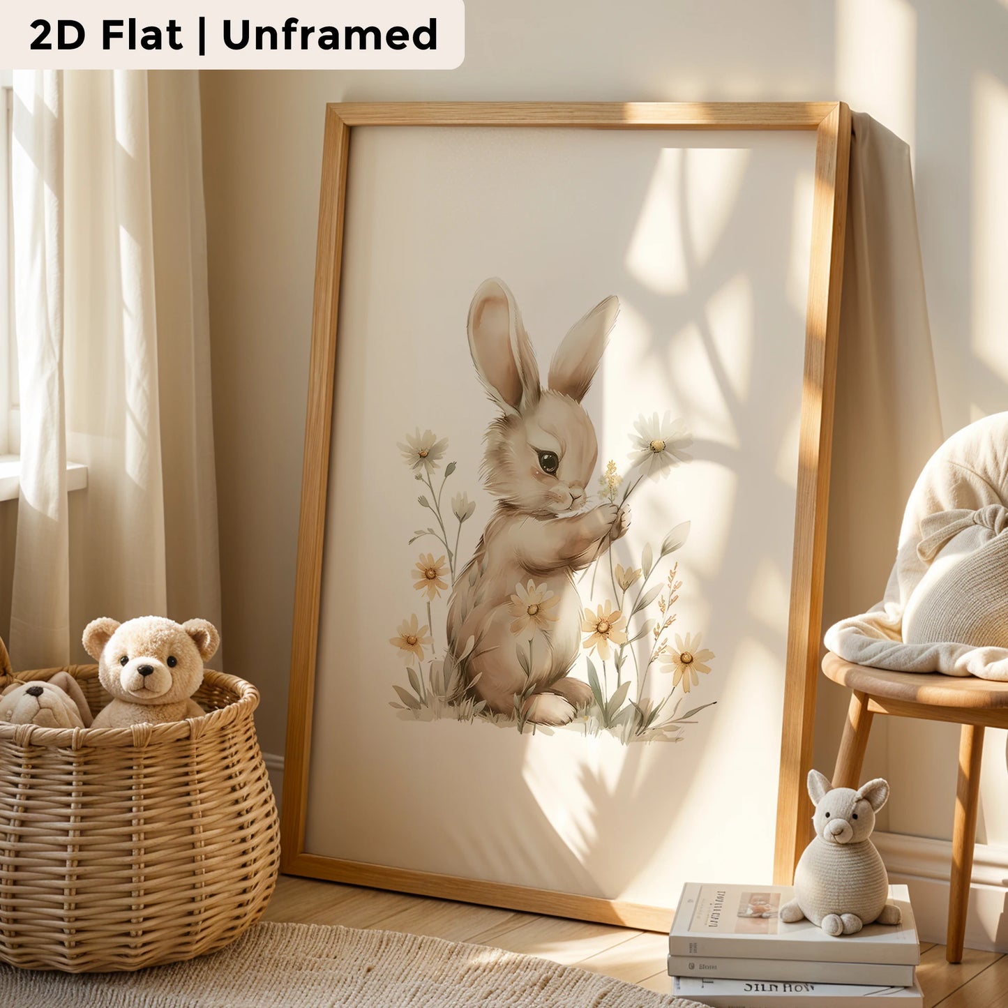 3-Piece Cartoon Flower Rabbit Canvas Wall Art Print | Home Decor