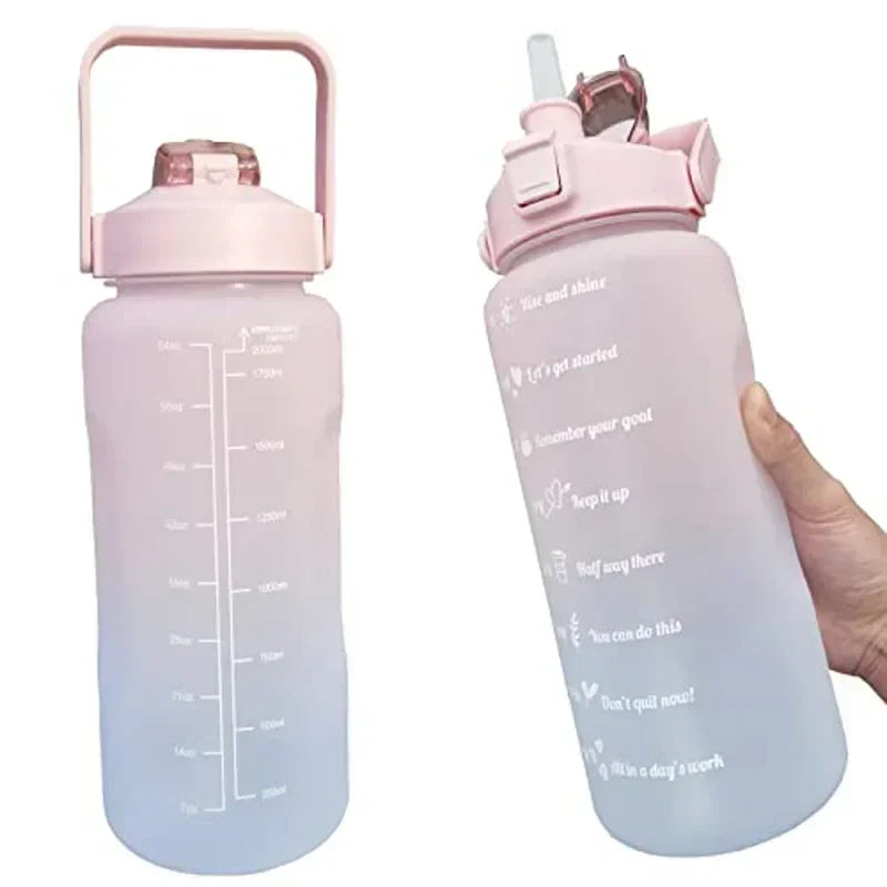 2L Motivational Sports Water Bottle | BPA-Free Tritan & Straw