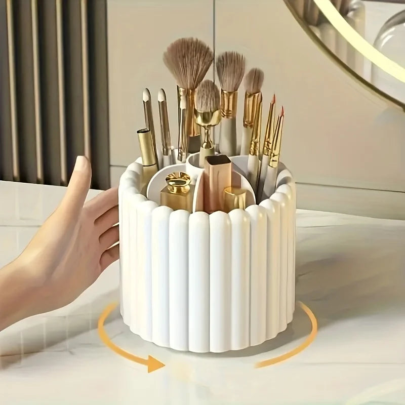 360° Rotating Makeup Brush Holder | 7-Slot Spinning Organizer