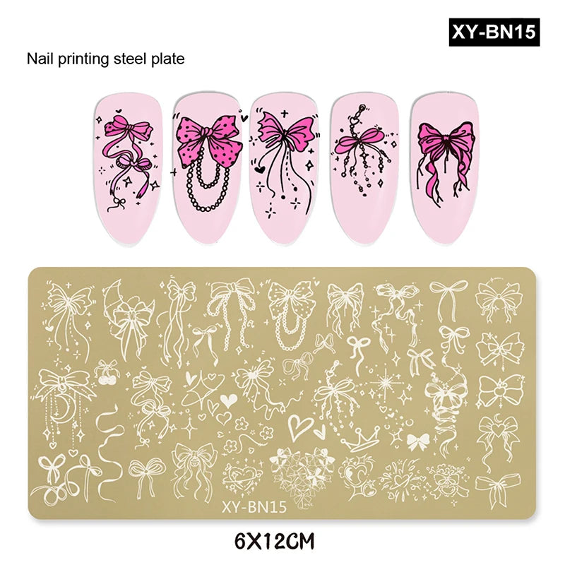 Nail Stamping Plates 12x6cm – Butterfly Flower Bowknot Designs