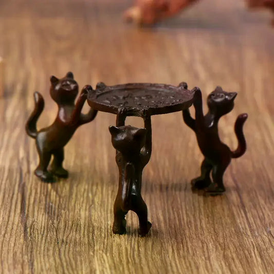 Mini Retro Three-Kitty Tray | Incense Burner & Candle Holder Decorative Tray Peaceful Pleasures Health and Wellness