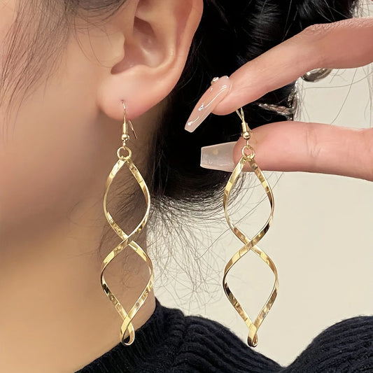 Women's Spiral Wave Drop Earrings | Stainless Steel Gift Pair Drop Earrings Peaceful Pleasures Health and Wellness