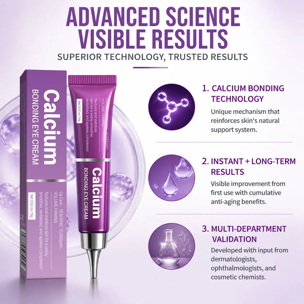Calcium Bonding Eye Cream with Peptides, Firming Eye Treatment & Puffy Eyes, Elastin for Dark Circles & Hydrating Care,31g Peaceful Pleasures Health and Wellness