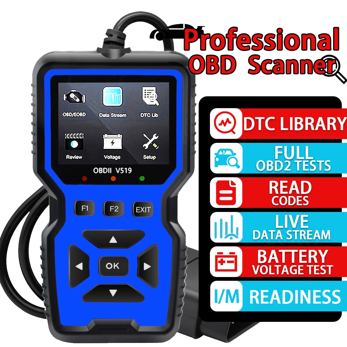 V519 OBD2 Code Reader & Diagnostic Tool | 1996+ Vehicles