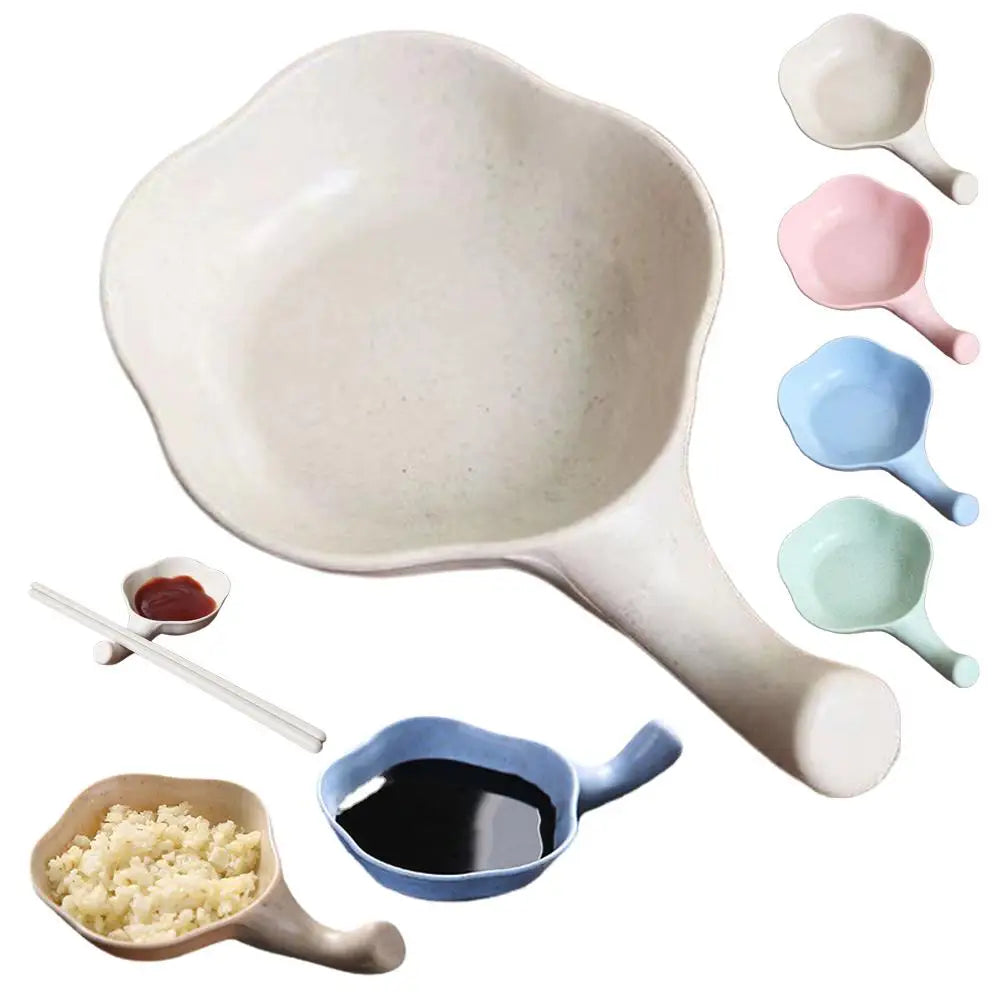 Wheat Straw Seasoning Dish with Handle | 4 Colors