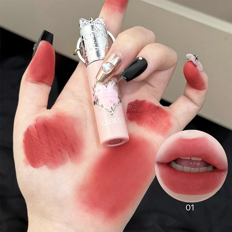 QIBEST 4 Colors Matte Nude Liquid Lipstick Long-lasting Makeup Sexy Red Lipgloss Tint Waterproof Lip Mud Stain Beauty Cosmetics Peaceful Pleasures Health and Wellness 01