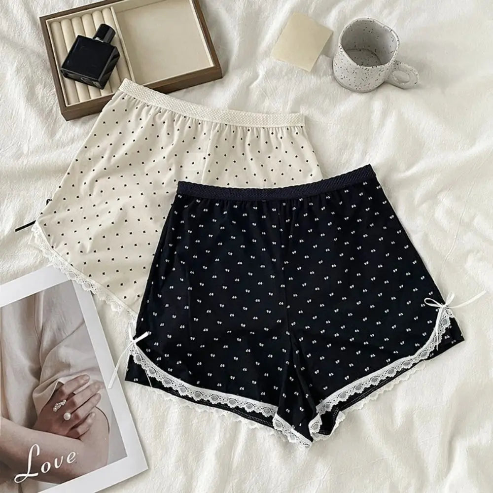 Women's Lace Safety Shorts | Soft Mid-Waist Polka Dot Underpants Women's Safety Shorts Peaceful Pleasures Health and Wellness