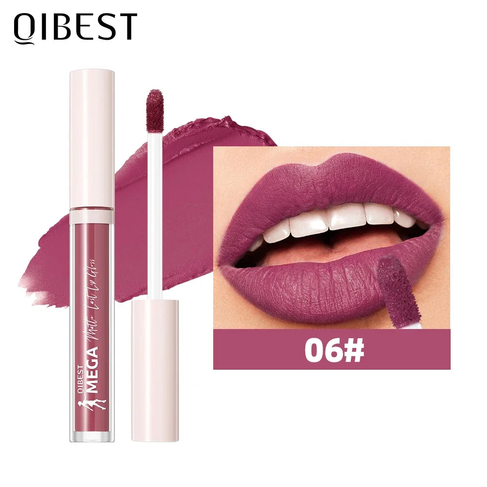 QIBEST 24 Colors Nude Matte Lip Gloss Waterproof Long-lasting Liquid Lipstick Purple Lip Stain Tint Makeup Lip Glaze Cosmetics Peaceful Pleasures Health and Wellness 06
