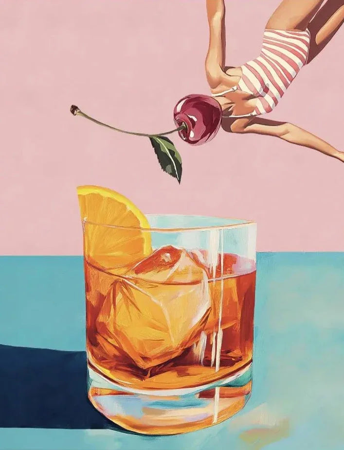 Cocktail Girl Canvas Wall Art | Fun Bar Kitchen Poster Print