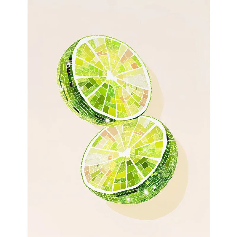 Retro Trendy Glam Fruit Disco Ball Orange Lemon Mirrorball Creative Poster Canvas Painting Wall Art Pictures Home Kitchen Decor Peaceful Pleasures Health and Wellness