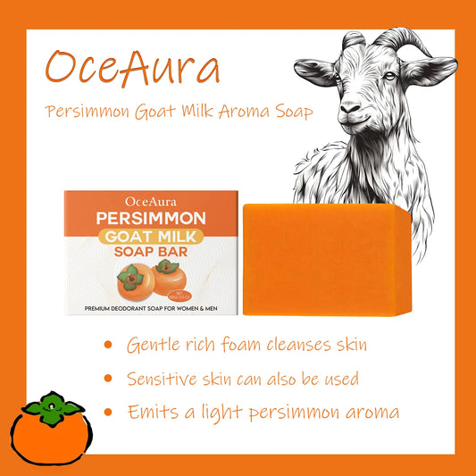 OceAura Persimmon Goat Milk Soap – Moisturizing Cleansing Bar Handmade Soap Bar Peaceful Pleasures Health and Wellness