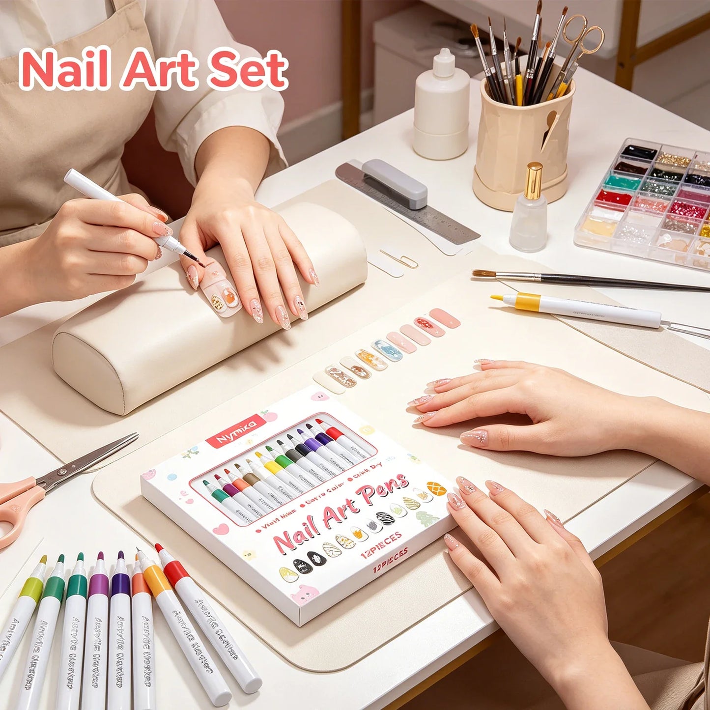 12-Piece Multicolor Nail Art Pen Set – Waterproof DIY Manicure