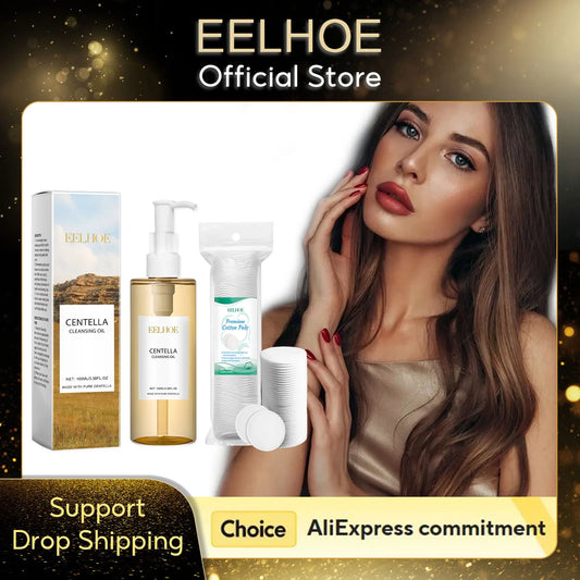 EELHOE Centella Cleansing Oil & Makeup Remover Set 100ml+100pcs Facial Cleansing Oil Peaceful Pleasures Health and Wellness