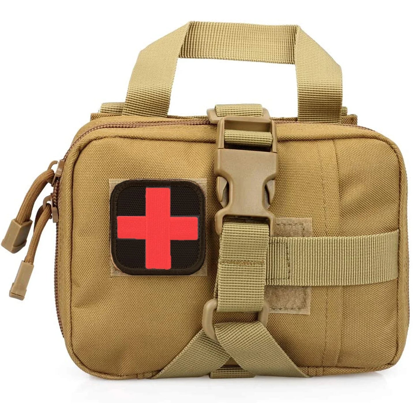 Tactical EMT First Aid Bag Rip Away Molle Pouch for Medical Kit & IFAK Tear-Away Design Travel Outdoor Hiking Emergency Survival Peaceful Pleasures Health and Wellness Khaki