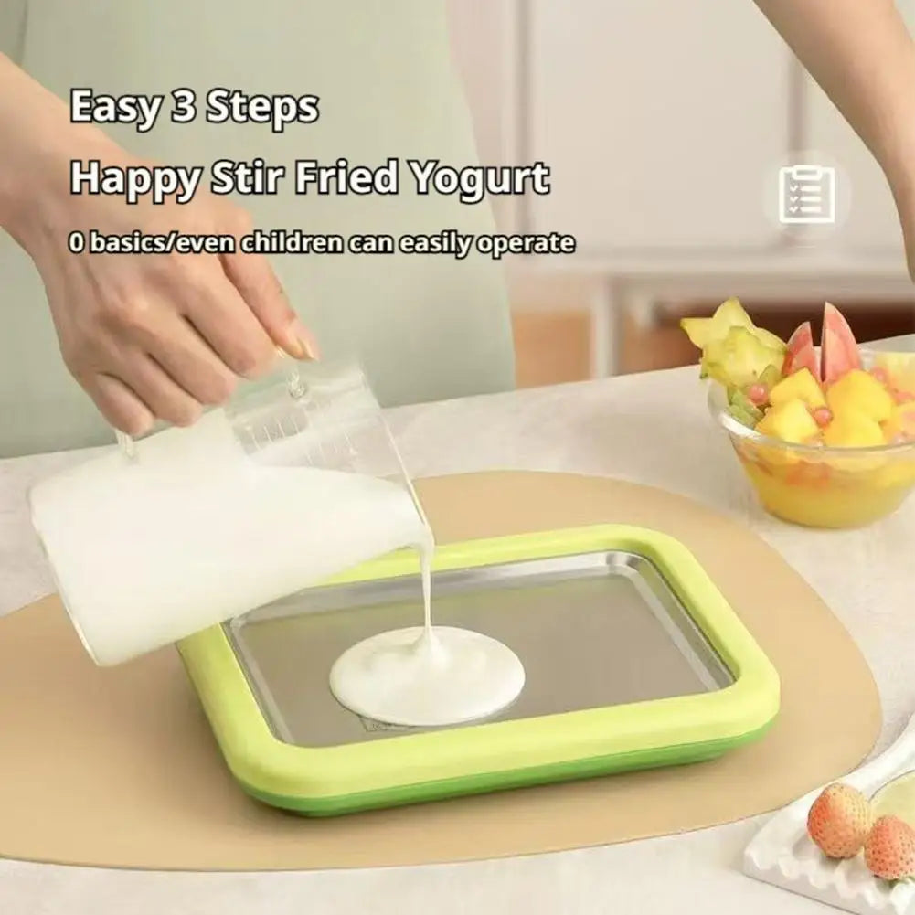 Household Small Stainless Steel Ice Stir Fry Machine - Spot Summer Yogurt Maker Children Homemade Yogurt Pudding Stir Fry Plate Peaceful Pleasures Health and Wellness
