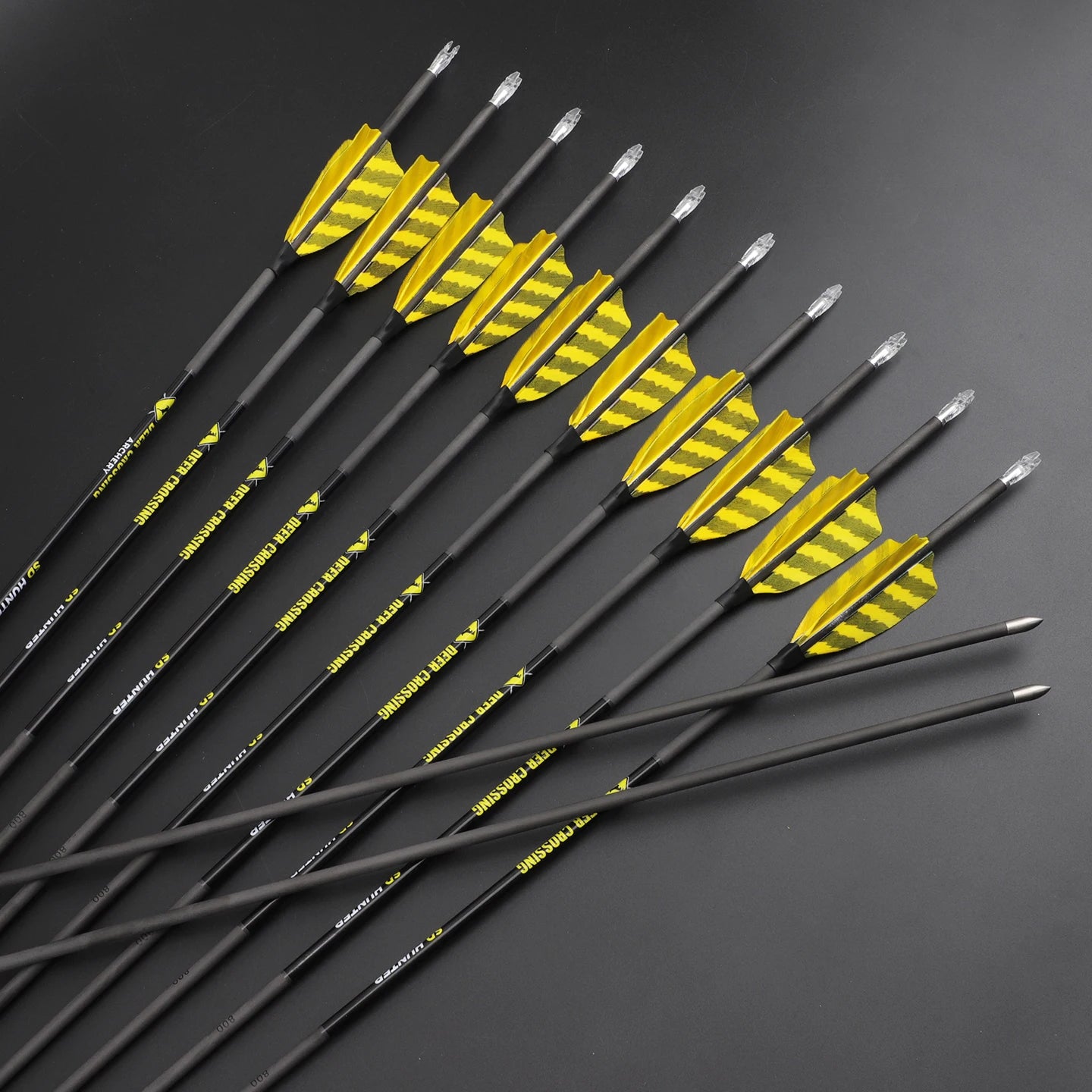 Archery Pure Carbon Arrows ID4 2 Spine 300-1000 3 Natural Feather