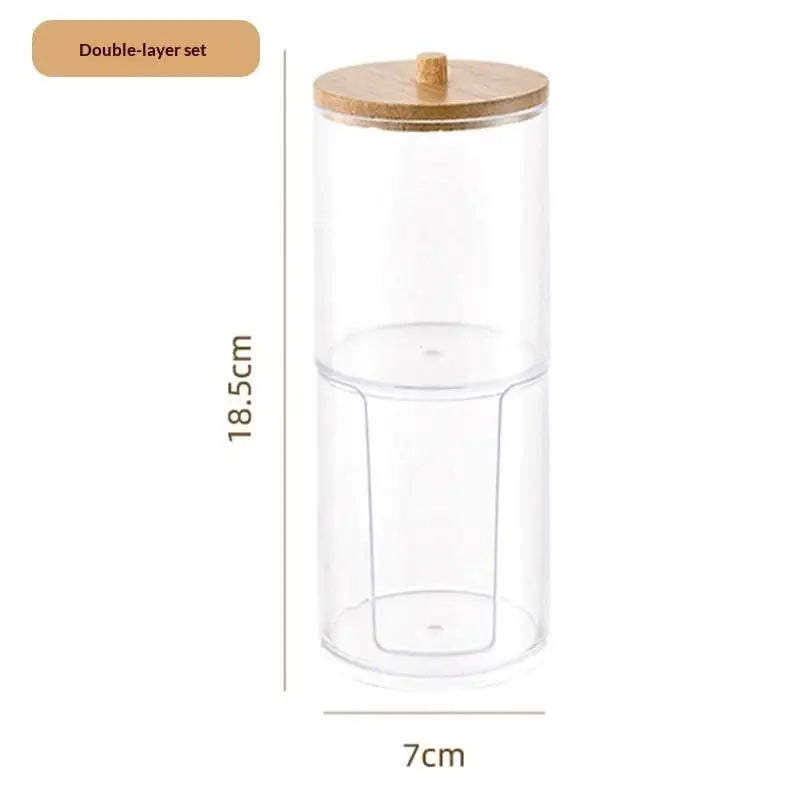 Round Acrylic Cotton Swab Box With Lid Dustproof Makeup Cotton Storage Toothpick Organizer Box Peaceful Pleasures Health and Wellness A8