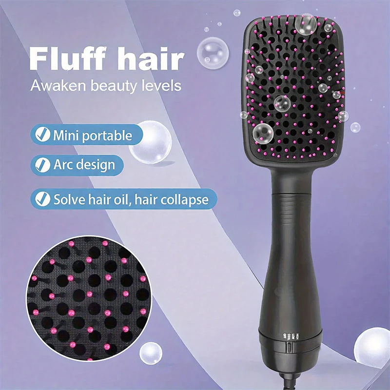 Home-use Electric Hair Dryer and Massage Comb in One Unit AC-powered Fast Heating with Ion Technology 3-speed Adjustable Peaceful Pleasures Health and Wellness