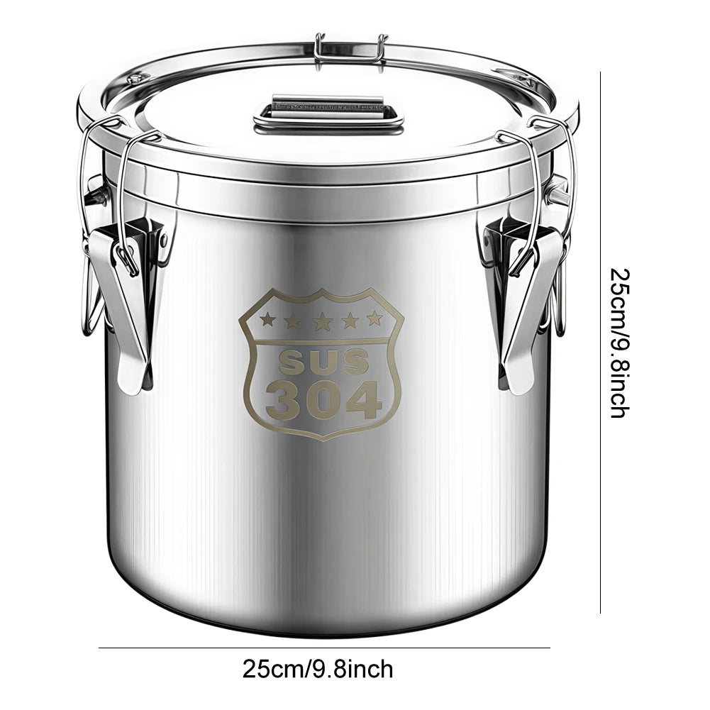 304 Stainless Steel Airtight Canister 6–33L | Food Storage