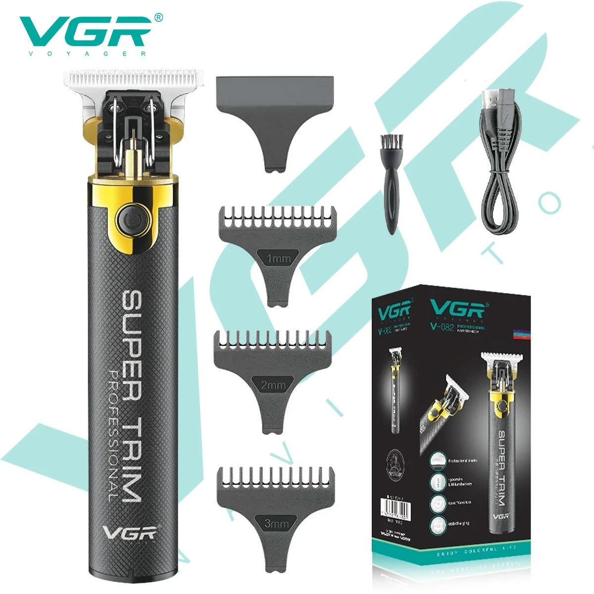 VGR 082 Hair Trimmer T9 Professional Hair Cutting Machine Cordless Rechargeable Bald Trimmer for Men Peaceful Pleasures Health and Wellness