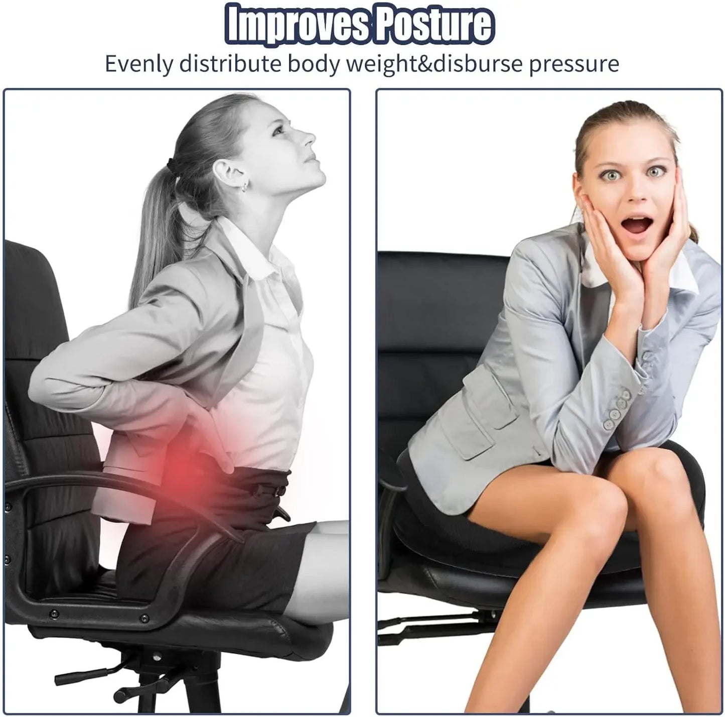Memory Foam Donut Cushion for Tailbone Pain Relief, Sciatica & Hemorrhoids - Comfortable Seat Pillow for Office, Car & Home Use Peaceful Pleasures Health and Wellness