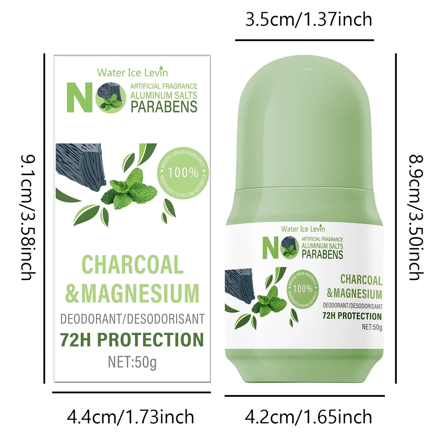 Natural Deodorant Stick – 72H Charcoal & Magnesium, Aluminum-Free
