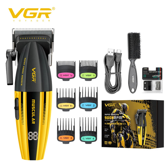 VGR high-end professional electric hair clipper alloy mecha themed electric push shear 9000 RPM LED digital hair clipper V-285 Peaceful Pleasures Health and Wellness USB