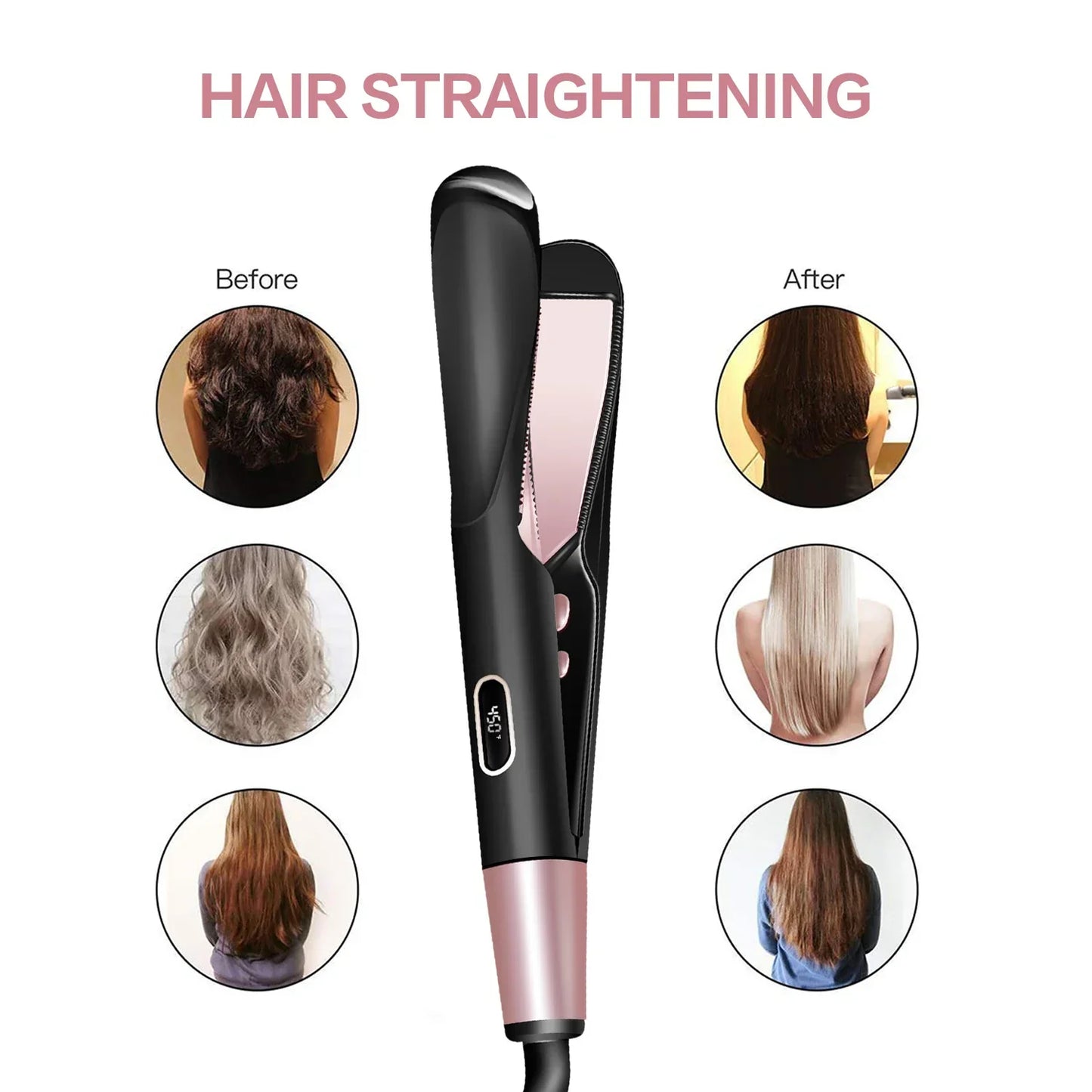 2 In 1 Pro Twist Hair Straightener And Curler Spiral Wave Curling Gold Titanium Flat Iron Straightening Curling Styling Tool Peaceful Pleasures Health and Wellness