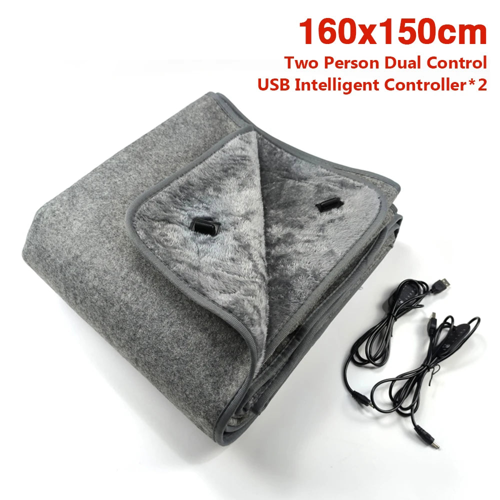 USB Electric Blanket 5v Single Double Thick Long Velvet Five-speed Temperature Adjustment Five-speed Timing Overheat Protection Peaceful Pleasures Health and Wellness Double