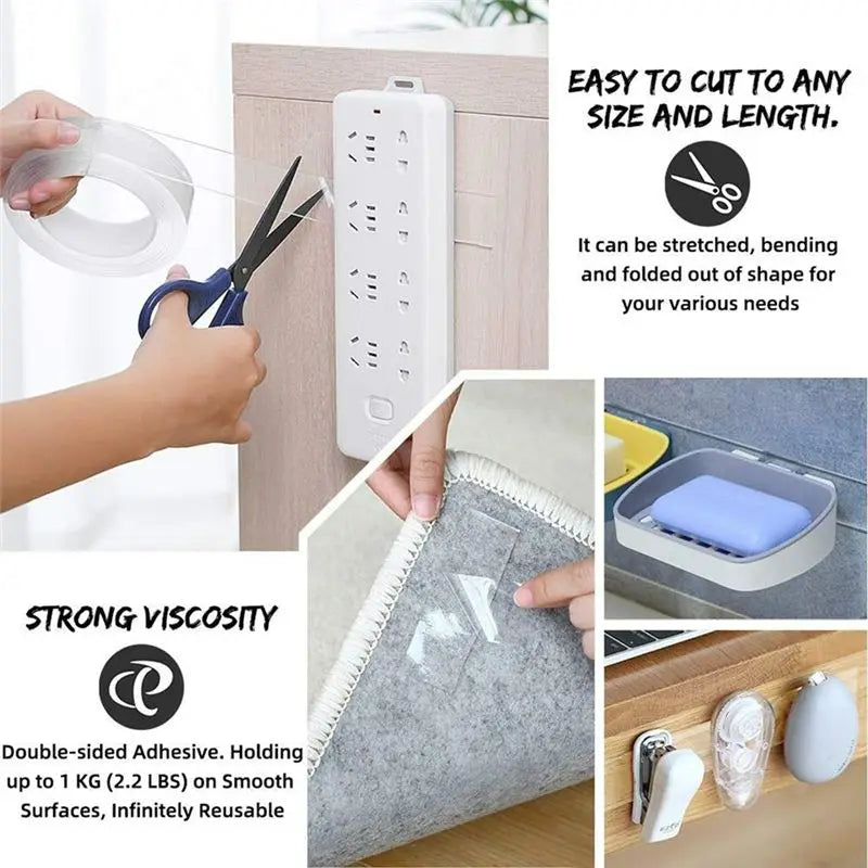 A36T-5PCS 5M Nano Tape Super Strong Double-Sided Adhesive Tape Transparent Reusable Waterproof Tapes Heat Resistance Peaceful Pleasures Health and Wellness
