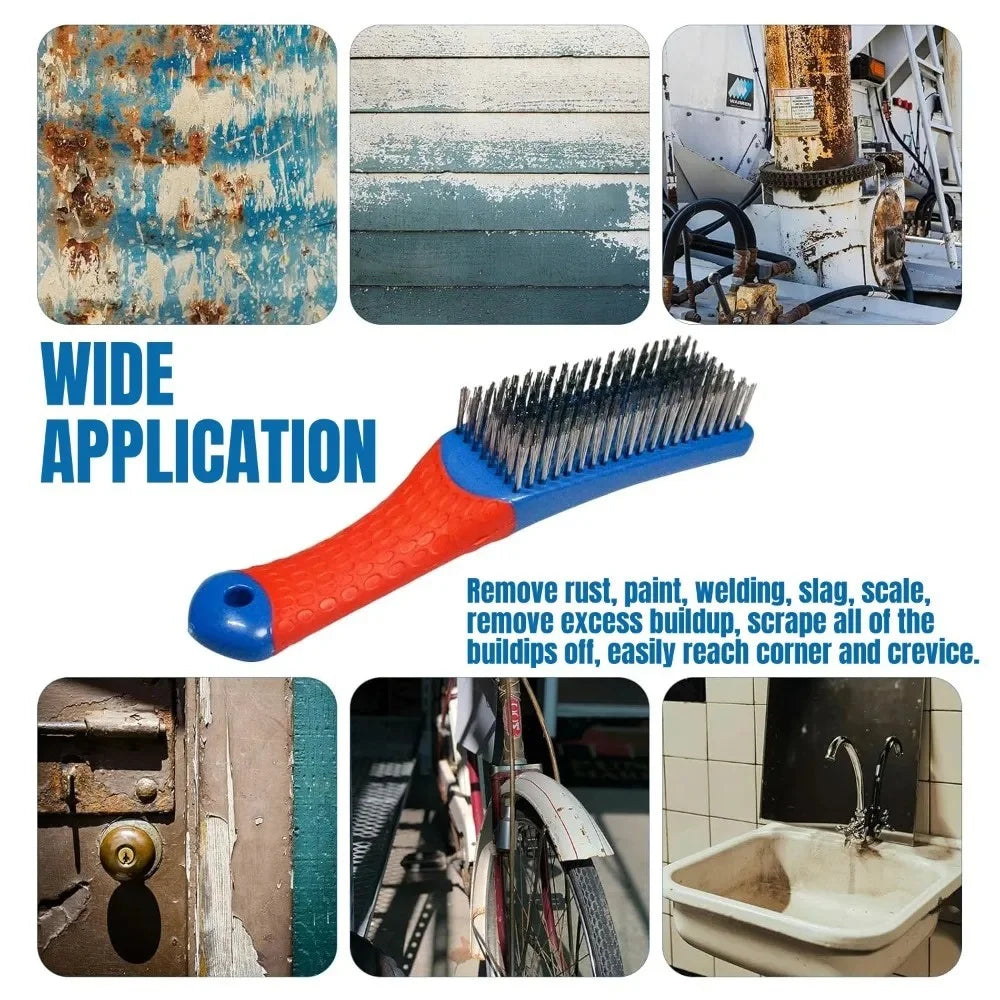 Stainless Steel Wire Brush Silicone Handle | Rust & Paint Removal