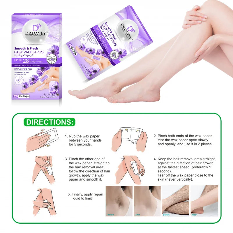 1 box of double-sided depilatory wax paper tear off disposable full body universal adhesive depilatory paper can be cut freely Peaceful Pleasures Health and Wellness