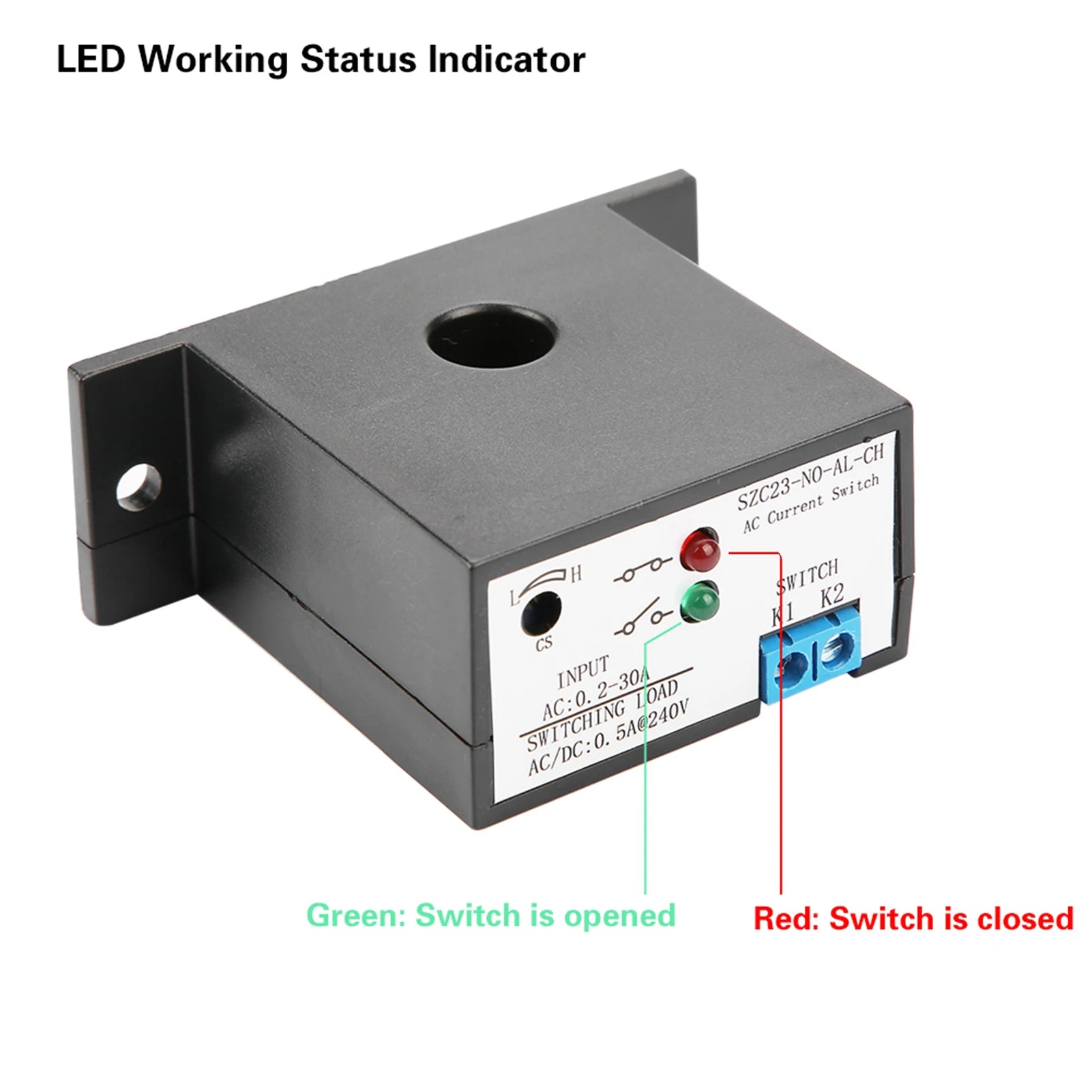AC Current Sensing Switch SZC23‑No AL‑CH Normally Open Current Sensing Switch Adjustable AC 0.2‑30A SZC23‑No AL‑CH Peaceful Pleasures Health and Wellness
