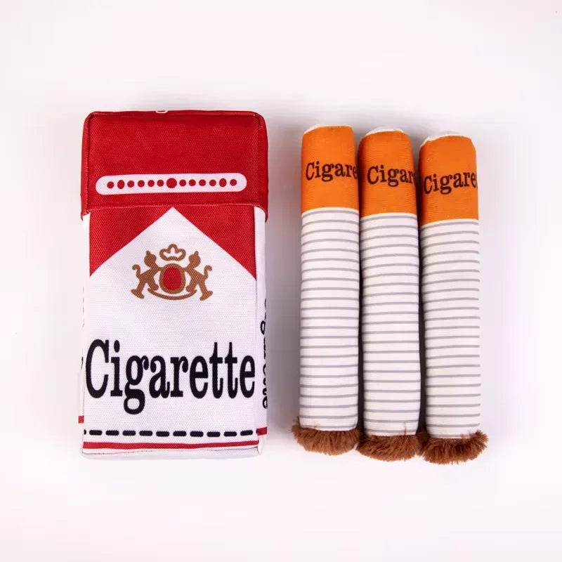 Squeaky Plush Dog Toy | Cigarette Box for Chewers & Puppies
